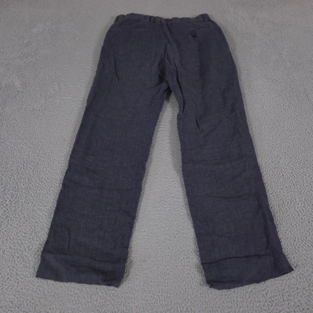 Banana Republic Pants Mens 32x32 Navy Modern Fit 100% Linen Straight Leg Striped